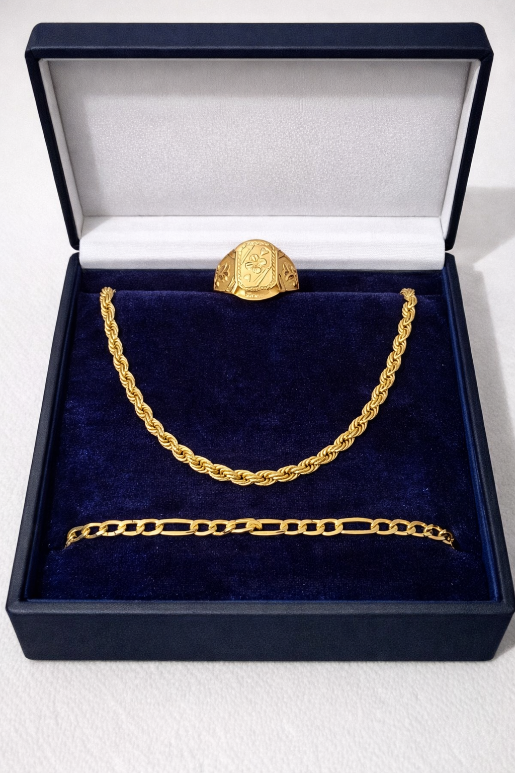 Gold-Plated Chain , Bracelet, Ring Combo